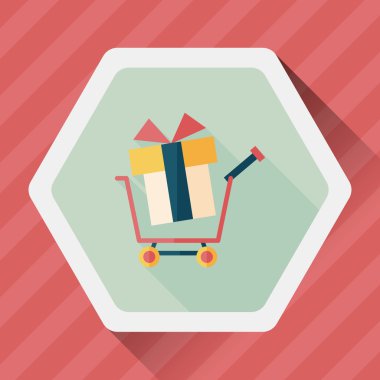 uzun gölge ile alışveriş sepeti düz simgesi