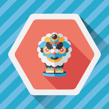 Çin yeni yılı düz simgesi ile uzun gölge, eps10, dragon ve