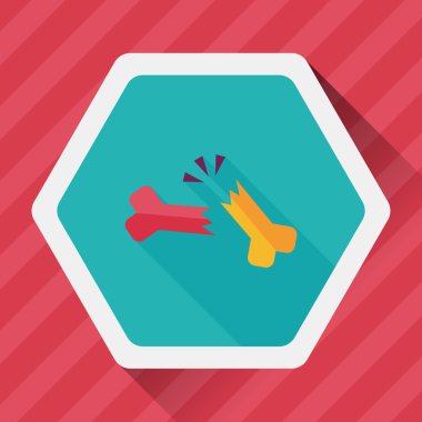 uzun gölge ile kemik kırığı düz simgesi