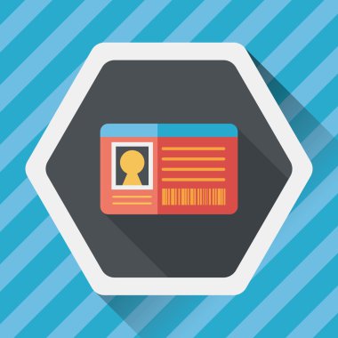 kimlik kartı ile uzun gölge düz simgesi