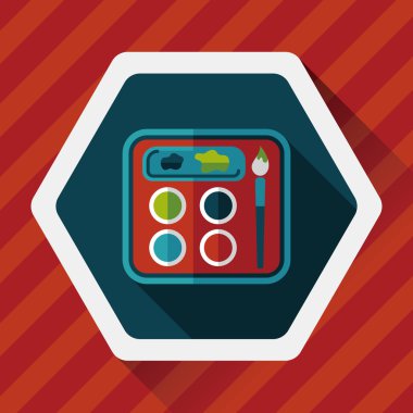 Resim paleti uzun gölge, eps 10 ile boya fırçası düz simgesi ile