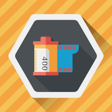 kamera film, uzun gölge ile düz simgesi