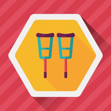 koltuk değneği ile uzun gölge düz simgesi