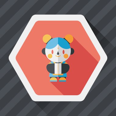 Çin yeni yılı kız uzun gölge, eps10 düz simgesiyle