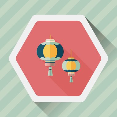 Çin yeni yılı uzun gölge, eps10, Çinli bir dekor ile düz simgesi