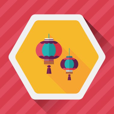 Çin yeni yılı uzun gölge, eps10, Çinli bir dekor ile düz simgesi