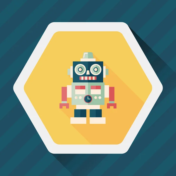 Icono plano robot vintage con sombra larga, eps 10 — Vector de stock