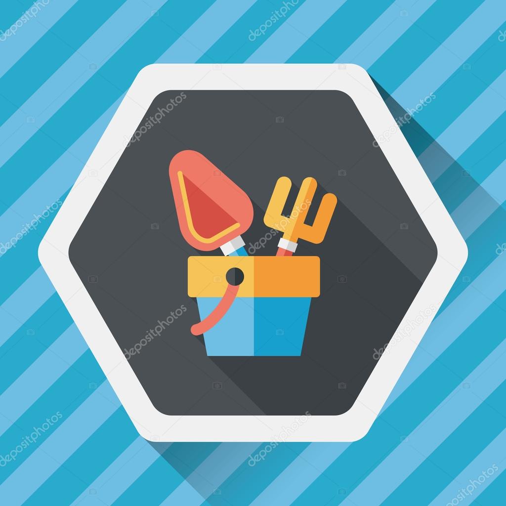 Shovel and bucket toys flat icon with long shadow,eps10