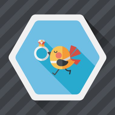 kuş uzun gölge, eps10 ile elmas yüzük düz simgesi ile düğün