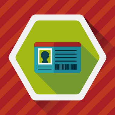 kimlik kartı ile uzun gölge düz simgesi