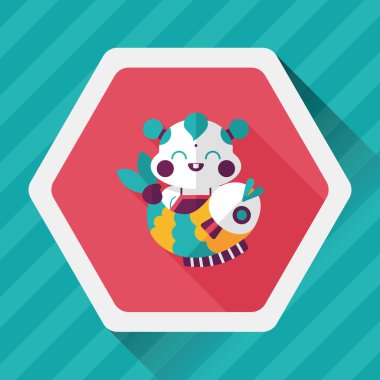 Çin yeni yılı uzun gölge, eps10 Çin maskot düz simgesiyle