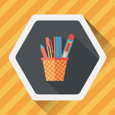 kalem tutucu düz simgesi ile uzun gölge, eps10