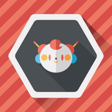 Çin yeni yılı çocuk düz simgesi ile uzun gölge, eps10