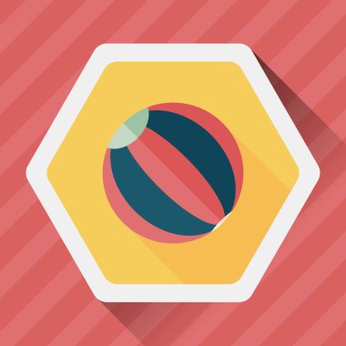 긴 그림자와 비치 볼 플랫 아이콘