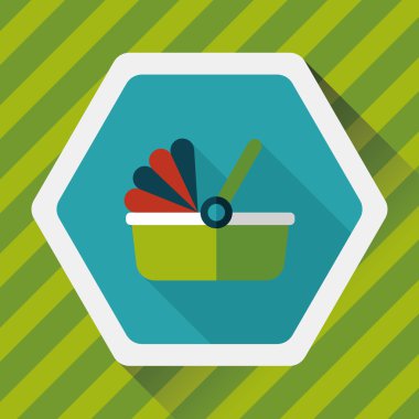 Bebek beşik yatak düz simgesiyle uzun gölge, eps10