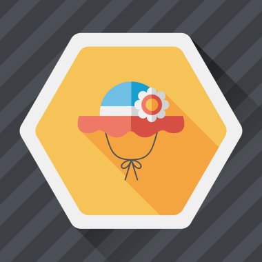 Kadın şapka düz simgesi ile uzun gölge, eps10