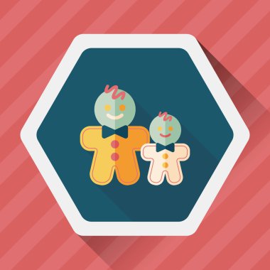 Zencefilli kurabiye adam düz simgesi ile uzun gölge, eps10