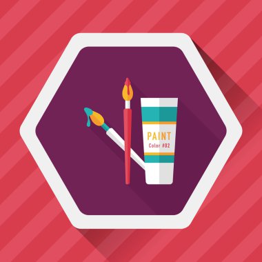 Fırça ve renk tüp düz simgesi ile uzun gölge, eps10