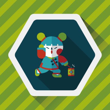 Çin yeni yılı kız uzun gölge, eps10 düz simgesiyle