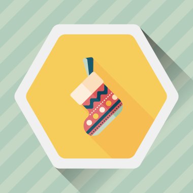 calcetín de Navidad icono plana con sombra, eps10