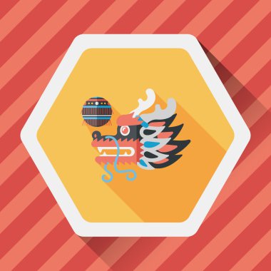 Çin yeni yılı düz simgesi ile uzun gölge, eps10, dragon ve