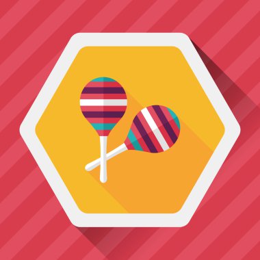 Uzun Gölge, eps10 ahşap rattle düz simgesi