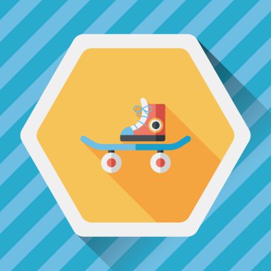 kaykay uzun gölge düz simgesi