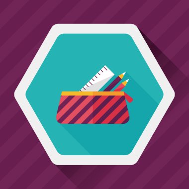 긴 그림자, eps10와 함께 연필 상자 플랫 아이콘