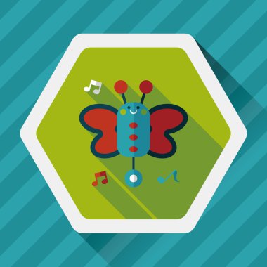 Uzun Gölge, eps10 ile kelebek müzik oyuncak düz simgesi