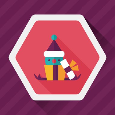 Noel hediye düz simgesi ile uzun gölge, eps10