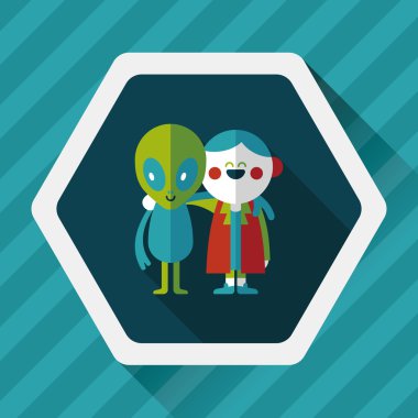 Uzun Gölge, eps10 ile alan yabancı dostluk düz simgesi