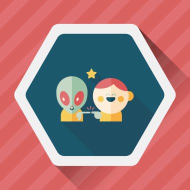 Alan yabancı ve çocuk dostluk düz simgesiyle uzun gölge, eps10