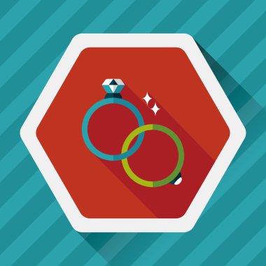 Uzun gölgeli çift elmas yüzük ikonu, eps10