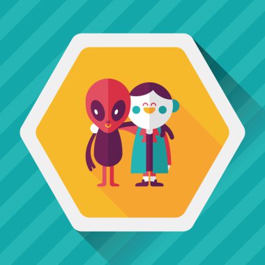 Uzun Gölge, eps10 ile alan yabancı dostluk düz simgesi