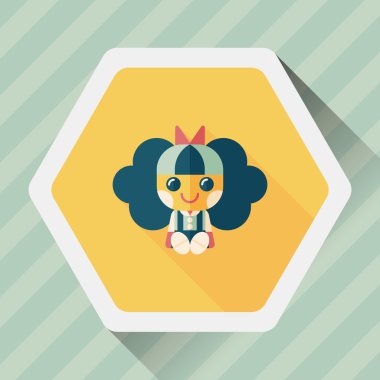 Uzun Gölge, eps 10 ile kız bebek oyuncak düz simgesi