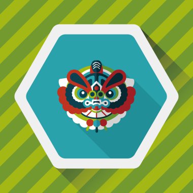 Çin yeni yılı düz simgesi ile uzun gölge, eps10, dragon ve