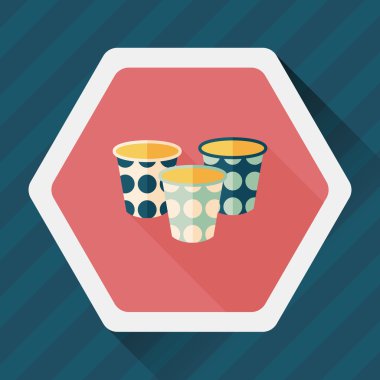 kağıt bardak düz simgesi ile uzun gölge, eps10