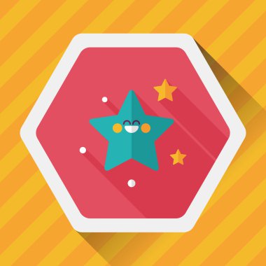 Uzay yıldız düz simgesi ile uzun gölge, eps10