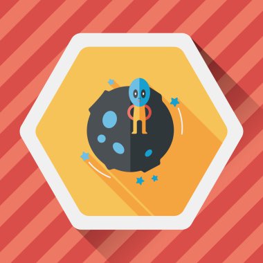 Uzay gezegen ve yabancı uzun gölge, eps10 düz simgesi