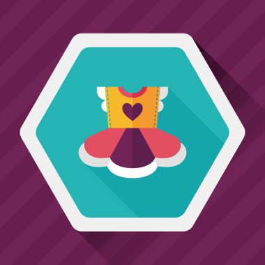 Çocuk elbise düz simgesi ile uzun gölge, eps10