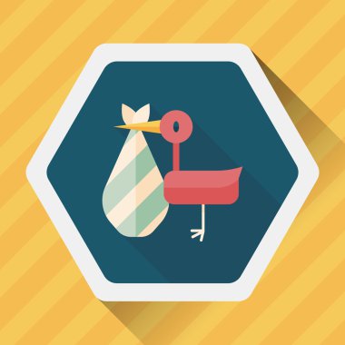 kuş ve bebek düz simgesi ile uzun gölge, eps10