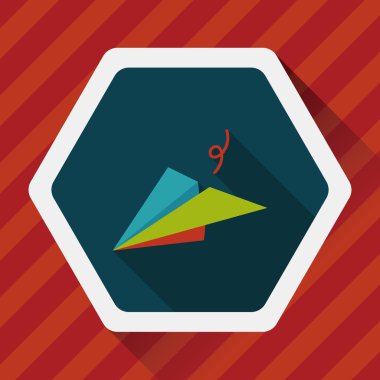 Kağıt Uçak düz simgesi ile uzun gölge