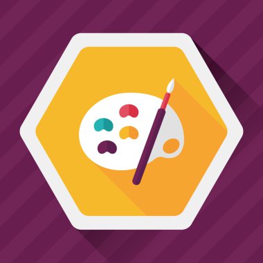 Resim paleti uzun gölge, eps 10 ile boya fırçası düz simgesi ile