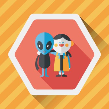 Uzun Gölge, eps10 ile alan yabancı dostluk düz simgesi