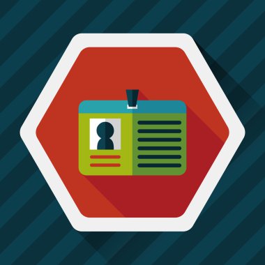 kimlik kartı ile uzun gölge düz simgesi