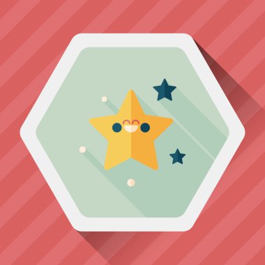 Uzay yıldız düz simgesi ile uzun gölge, eps10