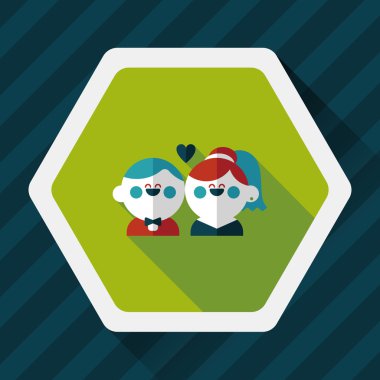 Düğün Çift düz simgesi ile uzun gölge, eps10