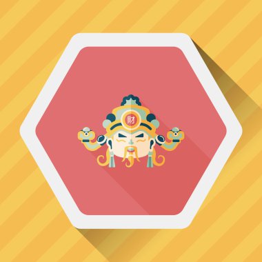 Çin yeni yılı düz simgesi ile uzun gölge, eps10, zenginlik tanrısı