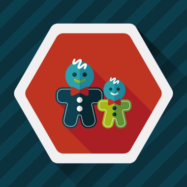 Zencefilli kurabiye adam düz simgesi ile uzun gölge, eps10