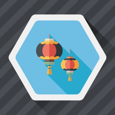 Çin yeni yılı uzun gölge, eps10, Çinli bir dekor ile düz simgesi